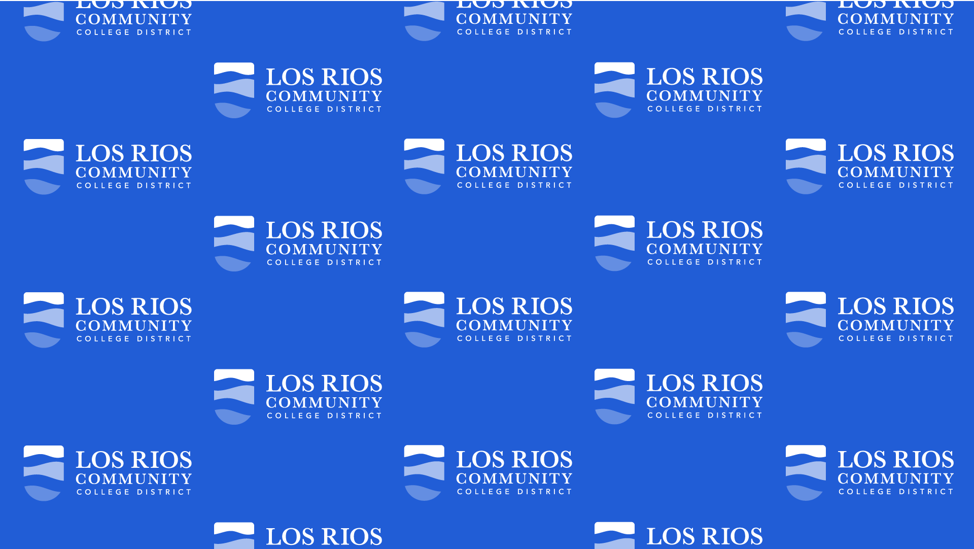 Los Rios logo against a bright blue background